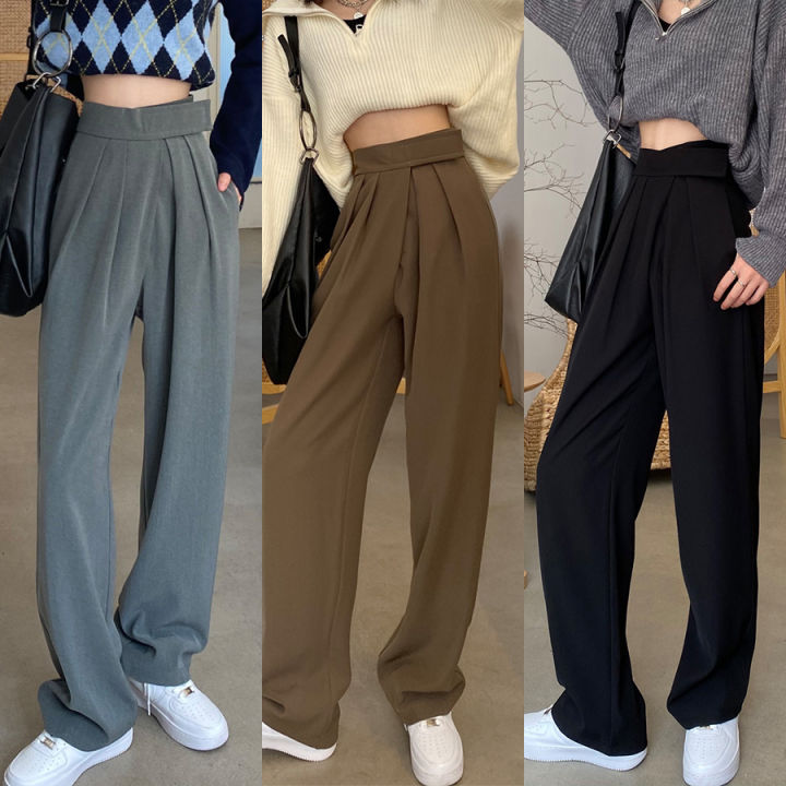 Xiaozhainv Korean Solid Color High-waist Velcro Suit Pants Woman | Lazada