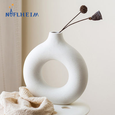 NIFLHEIM Donuts Flower Pot Nordic Circular Hollow Ceramic Vase Home Decoration Accessories Office Desktop Living Room Interior