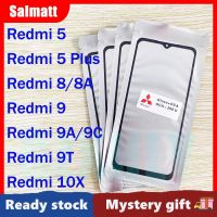 Salmatt กระจกด้านนอกหน้าจอด้านหน้าพร้อมกาวโอก้าสำหรับ Redmi 5/5 Plus/8/8A/9/9A/9C/9T/10X ตัวเปลี่ยนกระจกด้านนอกสัมผัส LCD