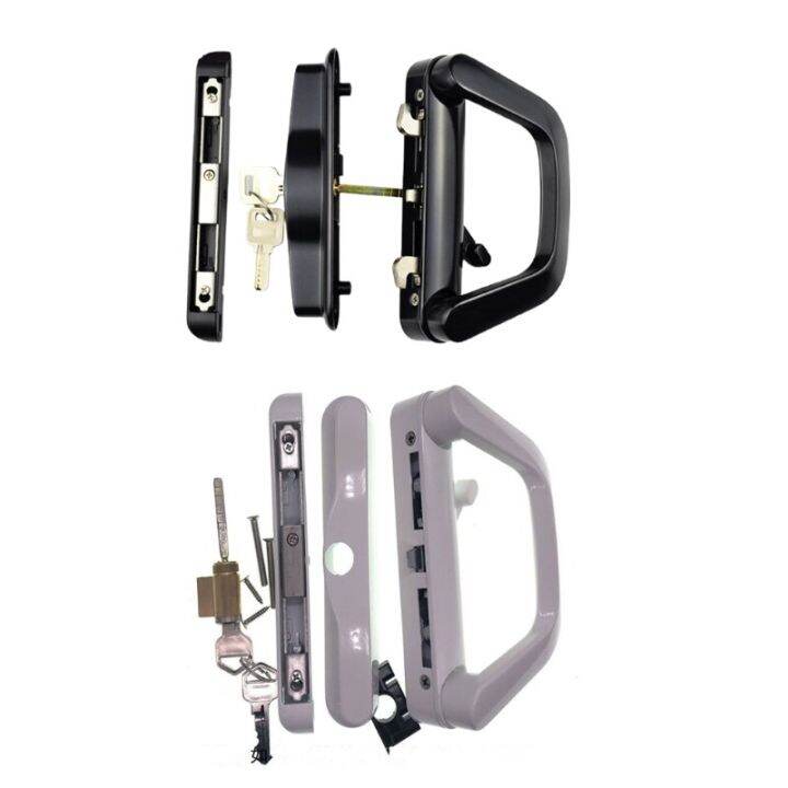 Sliding Patio Door Handle Set With Key Easy Installation Zinc Alloy