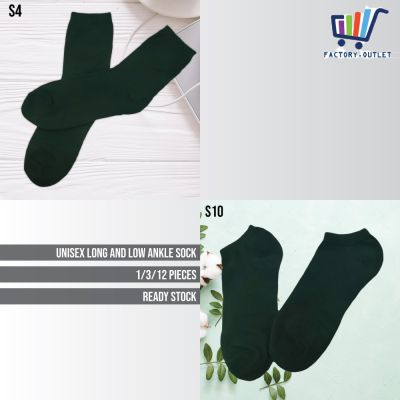 Stokin Panjang dan Pendek Men &amp; Women Long and Short Black Ankle Socks Casual Uni Stokin