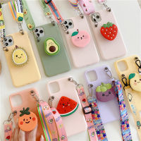 Cute 3D Avocado Holder Stand Soft Phone Case for One Plus 1+ OnePlus 6 6T 7 7T 8 8T 9 Pro Crossbody lanyard Cover Strap Cases