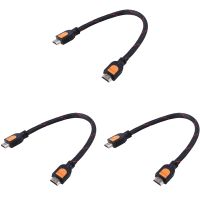 3X 1 Foot Short Cable for HD TV 3D 1080P One Feet 1.4 Braided Gold