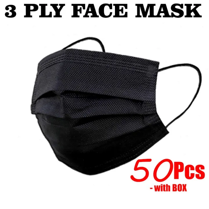 50 pcs Disposable Black Face Mask with Box Lazada PH