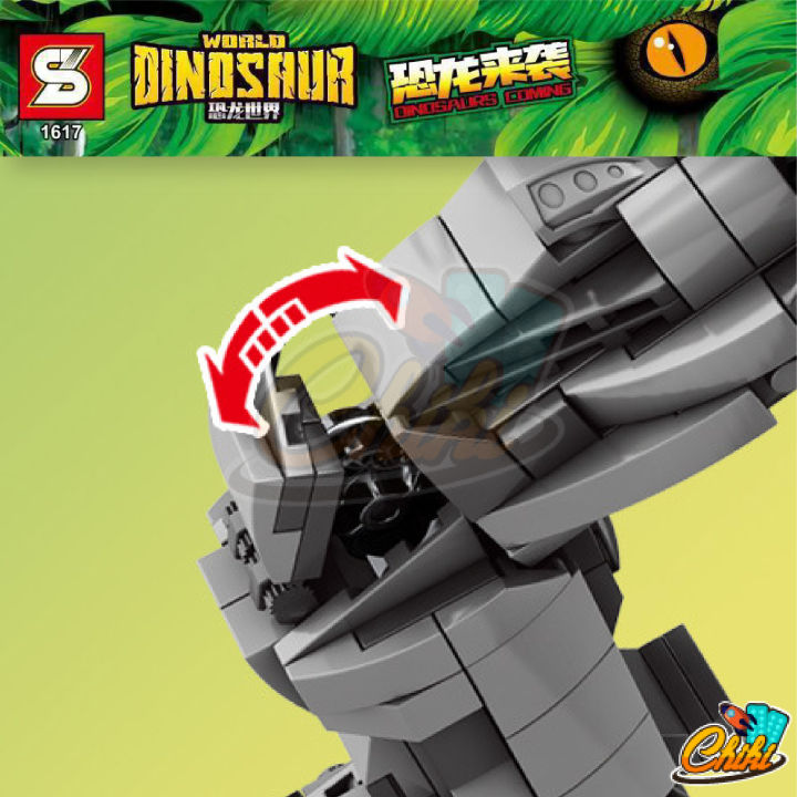 ตัวต่อ-ไดโนเสาร์ทีเร็กสีเทา-world-dinosaur-แปงร่างเป็นหุ่นยนต์ได้-ขยับปาก-ขยับหางได้-sy1617-จำนวน-1-079-ชิ้น