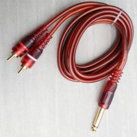 สายสัญญาณเสียง 6.35 Large 2-core to double lotus RCA conversion cable 6.5mm to 2 lotus head audio audio cable