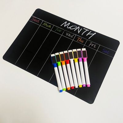 A4 Size Magnetic Blackboard Chalkboard Fridge Magnet Sticker Kitchen Menu Whiteboard Weekly Planner PET Smooth Writing Film