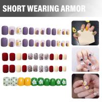 Short Wearing Armor 24 Pieces/Set Wearing Armor Cute Fake Hand-painted Moon Nail Party Student Design Patch P2F3