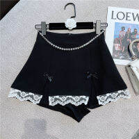Shorts Women 2021 Autumn and Winter New Sexy Lace Rhinestone Chain Pantskirt Femme White Black