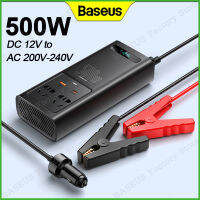 Baseus 500W เครื่องแปลงกระแสไฟรถยนต์ DC 12V ไปยัง AC 220V ที่ชาร์จติดรถ CN อียูปลั๊กยูเอสบี Type C อะแดปเตอร์ไฟรถยนต์ที่ชาร์จเร็วสำหรับปลั๊กไฟกลางแจ้ง