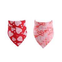 2 Pack Valentines Day Pet Saliva Towel Cat and Dog Scarf Love Triple-cornered Scarf Pet Valentines Scarf