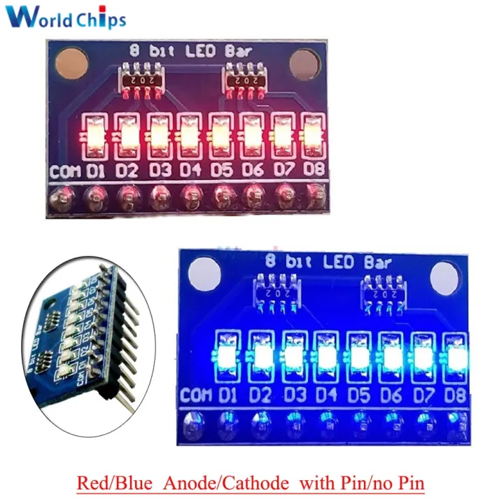 【CW】 DC 3 24V 8 Bit Blue Red LED Indicator Module Common Anode Cathode ...