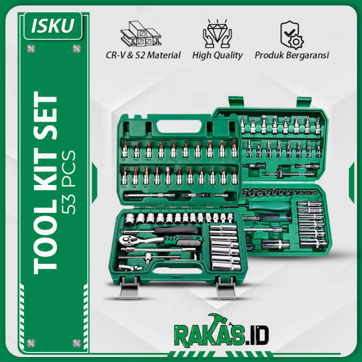 ISKU Tool Kit Set 53 Pcs Kunci Shock Bengkel Motor Mobil Kunci Sok ...