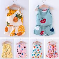 New Product Promotion 0-3 Years Old Loose Short Top Baby Girl Clothing Sleeveless Printed Sling 2-Piece Set Top Shorts Girls Suit Childrens Womens Shirt Pants Short-Sleeved Cheap Beautiful Summer Thin Style