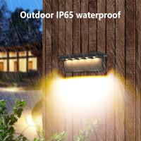 2pcs Led Solar Wall Lights Outdoor Ip65 Waterproof Landscape Garden Light For Patio Fence Yard Villa