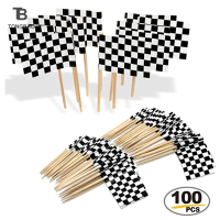 TONGBAO01 100pcs Racing FLAG toothpicks ไม้ checkered FLAG Picks อาหารเม็ดฟัน