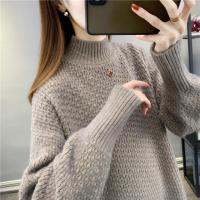 利Womens Sweater for Fall/winter 2021 New Half Turtleneck Sweater Women Korean Fashion Loose Plus Size Sweater