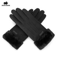 2021BISON DENIM Genuine Wool Winter Warm Women Gloves Touch Screen Thicken Windproof Fashion Gloves for Women High Quality S045