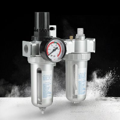 G1/2" Air Compressor Filter Oil Water Separator Trap Tools+ Regulator Gauge US