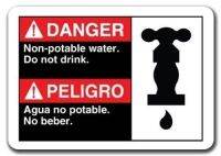 ป้ายโลหะอลูมิเนียมหนักอันตรายไม่ดื่มน้ำไม่ดื่มคำเตือนความปลอดภัย (สเปนสองภาษา)