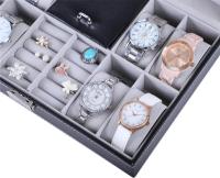 8-Slot Watch Display Case Jewelry Box Organizer Luxury Ring Jewelry Storage Gift Box Black Leather Watch Holder with Mirror Lock