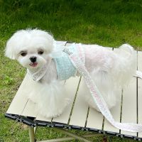 【jw】▽■∈ Jewlery Fashion Tweed Dog Harness Rhinestone Suiting Leash Adjustable Chest