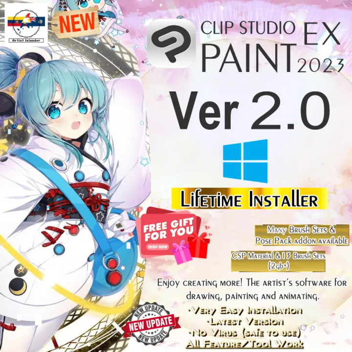 Clip Studio Paint EX  Window MAC[Latest Version 2023]Many more variety  of Brush Set Full Version | Lazada PH