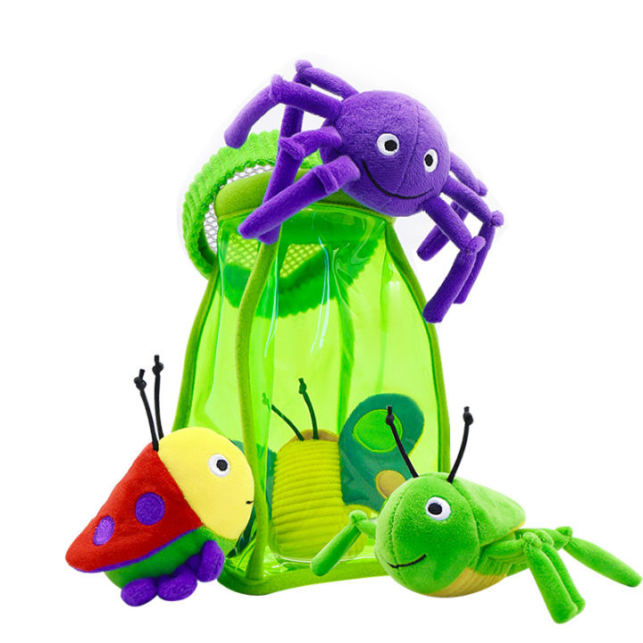 สีแมลงสามารถการ์ตูนแมลงดักตุ๊กตาผีเสื้อแมงมุม-l-adybug-เด็กอ่อนตุ๊กตาสั่นสะเทือนของเล่นเด็กสัตว์ของเล่น