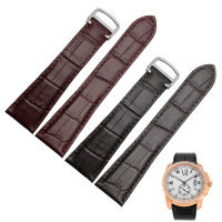 สายนาฬิกา Cowhide เหมาะสำหรับ Cartier W7100060สายนาฬิกาผู้ชาย22Mm 23Mm 24Mm 25Mm