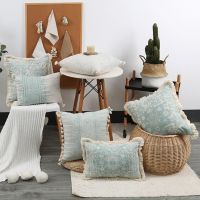 Vintage Tufted Pillow Cover 45x45cm/30x50cm Green Cushion Cover Cotton Linen With Tassles for home decoration Living Room Retro