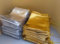 100Pcs Gold Color Silver Color 7x9cm Organza Bag Jewelry Pouch BagChristmas Wedding Bridal Birthday Party Gift Bags Pouches