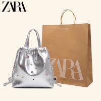 ♟ ZARAˉ Korean Niche Design Gem Backpack Womens Chain Backpack 2023 New Multi-Functional Commuting Bucket Bag