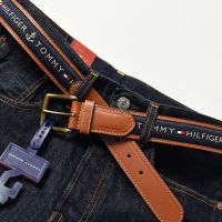 ต้นฉบับ original Tommy American genuine leather casual belt mens all-match trendy canvas belt