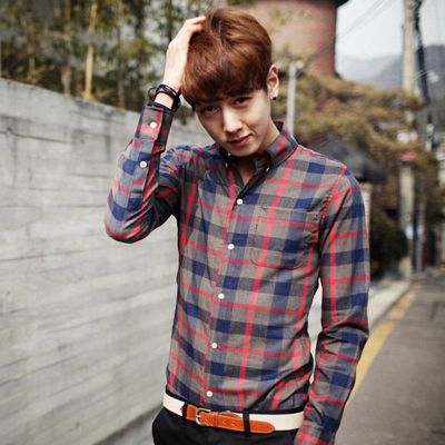 [COD] 2022 spring and autumn brushed plaid purchasing large size mens style trendy long-sleeved main promotion
