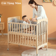 Cũi cho bé 2 tầng size 105cm kèm bộ quây cũi 4 mặt 6 chi tiết - Gỗ thông