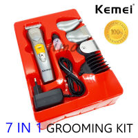 ปัตตาเลี่ยน ไร้สาย ใช้งานอเนกประสงค์ 7in1  Kemei GROOMING KIT ที่ตัดผม อุปกรณ์กำจัดขน ตัดขนจมูก ที่ตัดผมไฟฟ้า เครื่องตัดผม ตัดขน บัตตาเลี่ยน โกนผม โกนหนวด โกนขน แบตตาเลี่ยน แบบไร้สาย ตัดผมเด็ก ชุดบัดตาเลียน ชาร์ตไฟได้ ใบมีดโลหะผสมไทเทเนียมชนิดพิเศษ