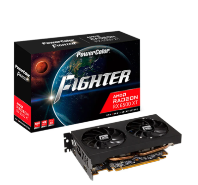 VGA (การ์ดแสดงผล) POWERCOLOR FIGHTER AMD RADEON RX 6500 XT 4GB GDDR6 (AXRX 6500 XT 4GBD6-DH/OC)