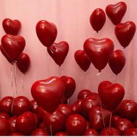 （HOT) ลูกโป่งทับทิมสีแดงขายส่งตกแต่งห้องแต่งงาน 10 ลูกโป่งสีแดงอัญมณีสองชั้นเดี่ยวนิ้วลูกโป่งรูปหัวใจ