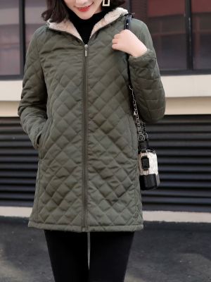 ✆ New Hooded Fleece Warm Long-sleeved Cotton-padded Jacket Mid Length Version Oversize Coat