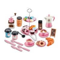 Kids Simulation Afternoon Tea Toys Set DIY Pretend Play Kitchen Toys Food Coffee Machine Dessert Play House Toys For Girls Kids