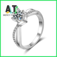 แหวนแต่งงานประดับเพชรผู้หญิงคลาสสิกทำจากอัลลอยขนาด5-10เครื่องประดับอัญมณีหมั้นแหวนสุภาพสตรีแฟชั่น MERCY