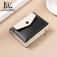LouisWill กระเป๋าสตางค์ ผู้หญิง,กระเป๋าใส่เงิน กระเป๋าสตางค์ไม่มีลายกระเป๋าเงินแฟชั่นอเนกประสงค์กระเป๋าสตางค์แบบบางหนัง PU กระเป๋าเงินใส่บัตรมีซิปซองการ์ดใส่เหรียญ กระเป๋าสะพายผญ
