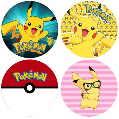 Pikachu Pokemon Backdrops Round Covers Girls Kid Birthday Party Background Decoration Baby Shower Pocket Monster Circular Poster