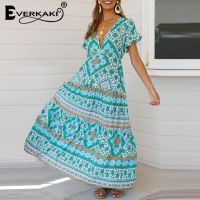 ZZOOI Everkaki Boho Long Dress Women Floral Print Summer Gypsy Vestidos Ladies Bohemian Maxi Dresses Casual Female 2020 Spring New