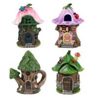 Fairy Garden House พร้อมไฟ Fairy Garden Gnomes House Figurines สวนประติมากรรม Fair House Cottage Figurines สำหรับ Outdoor