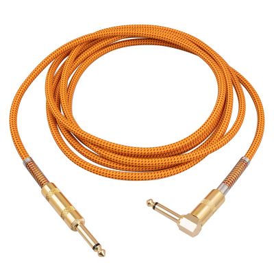 Guitar Instrument Cable Kit Guitar Accessories 10FT Electric Instrument Bass AMP Cord 1/4 Inch Straight to Right Angle Gold Plated 6.35mm Cable