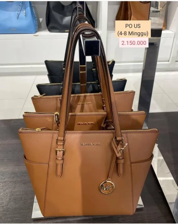 Original Michael Kors Medium Jet Set Crossgrain Pocketed Classic Leather  Tote Bag - Brown | Lazada PH