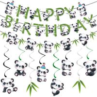 Panda Theme Happy Birthday Party Banner Cute Panda Hanging Pendant Kids Birthday Party Decor Panda Bamboo Banner Baby Shower