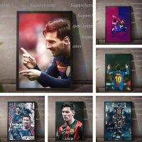 ☽๑ โปสเตอร์ผ้าใบ พิมพ์ลายฟุตบอล Messi สําหรับตกแต่งผนังบ้าน