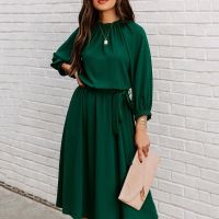 【HOT】¤❅ Fashion Up Womens O Neck Ladies Half Sleeve Big Dresses 2022 Robe